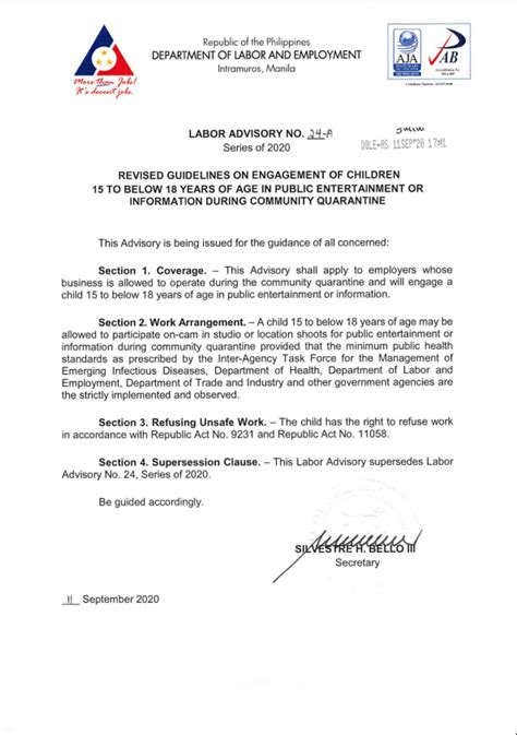 Advisory No. 3, Series of 2024 – Adjustment of Schedule of the .